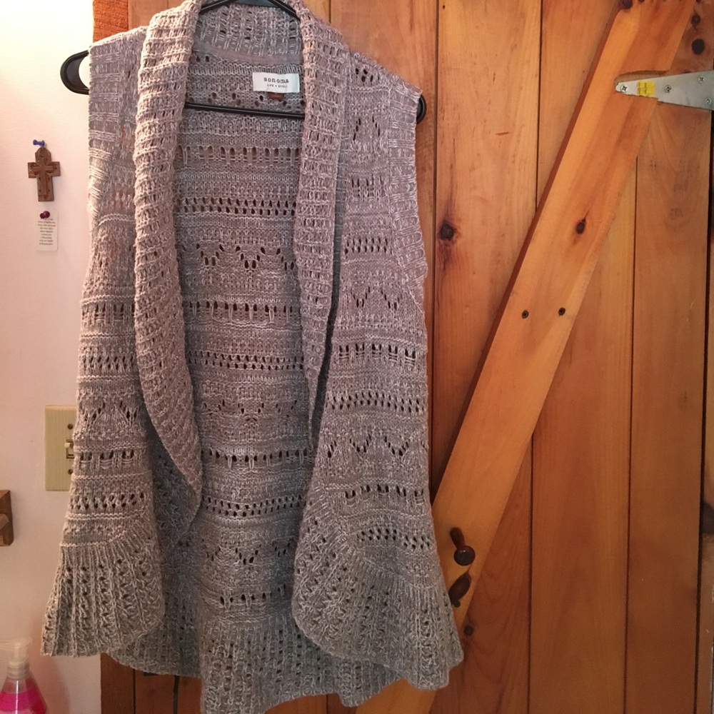 Sonoma Beige Crochet Vest size medium